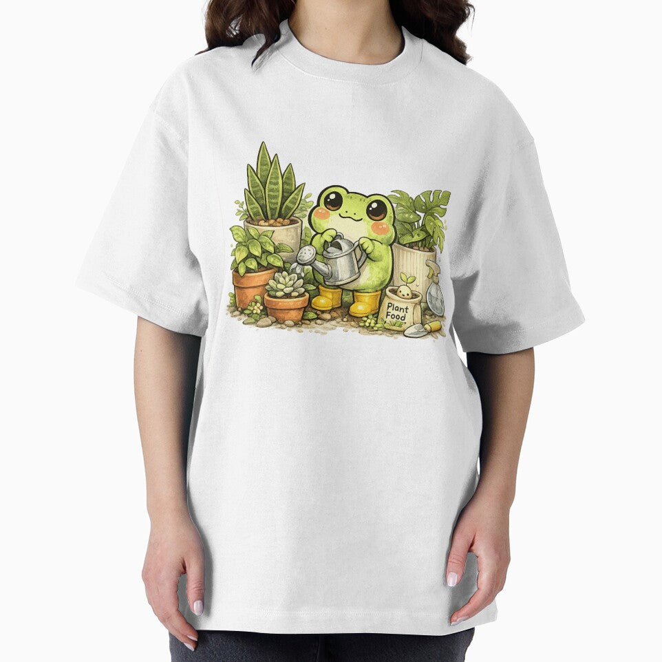 Cute Frog Watering Garden – Whimsical Fantasy Frog Plant Lover Sticker by Ortegan90