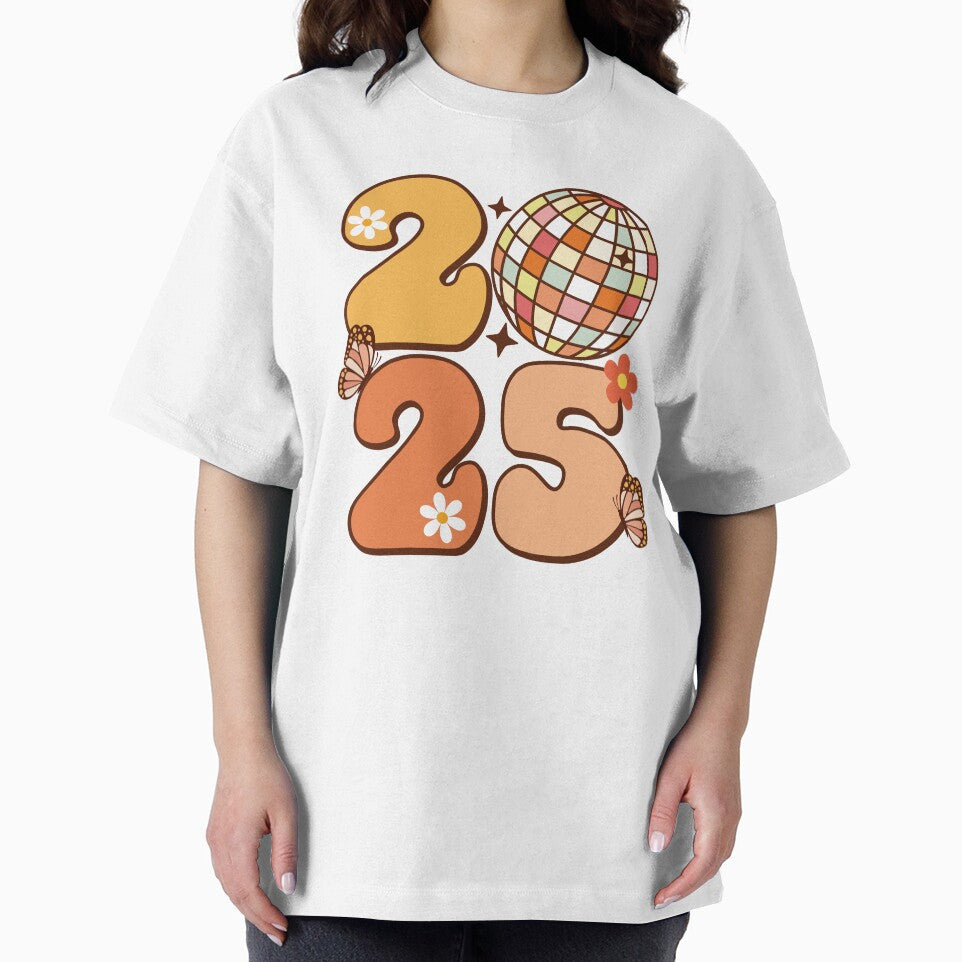 2025 Happy New Year Disco Groovy Flower Butterfly by HappyDStickers