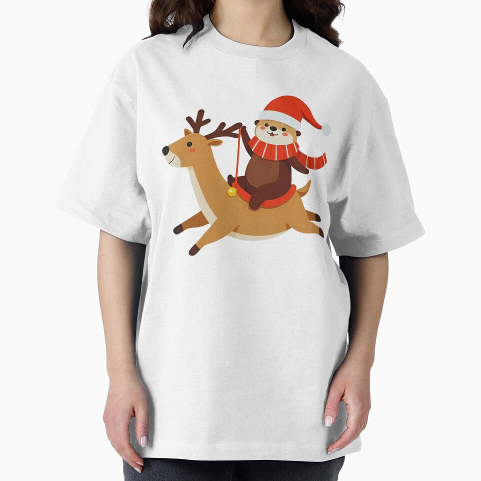 Cute Otter Riding Santa’s Reindeer – Funny Christmas Design by Otterly Cute