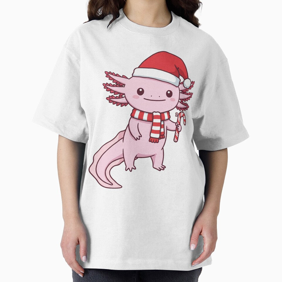 Axolotl Christmas Santa Hat with Candy Cane by k3rstman1