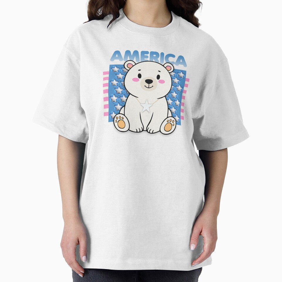 Cute Polar Bear American Flag by DalePrestonArt