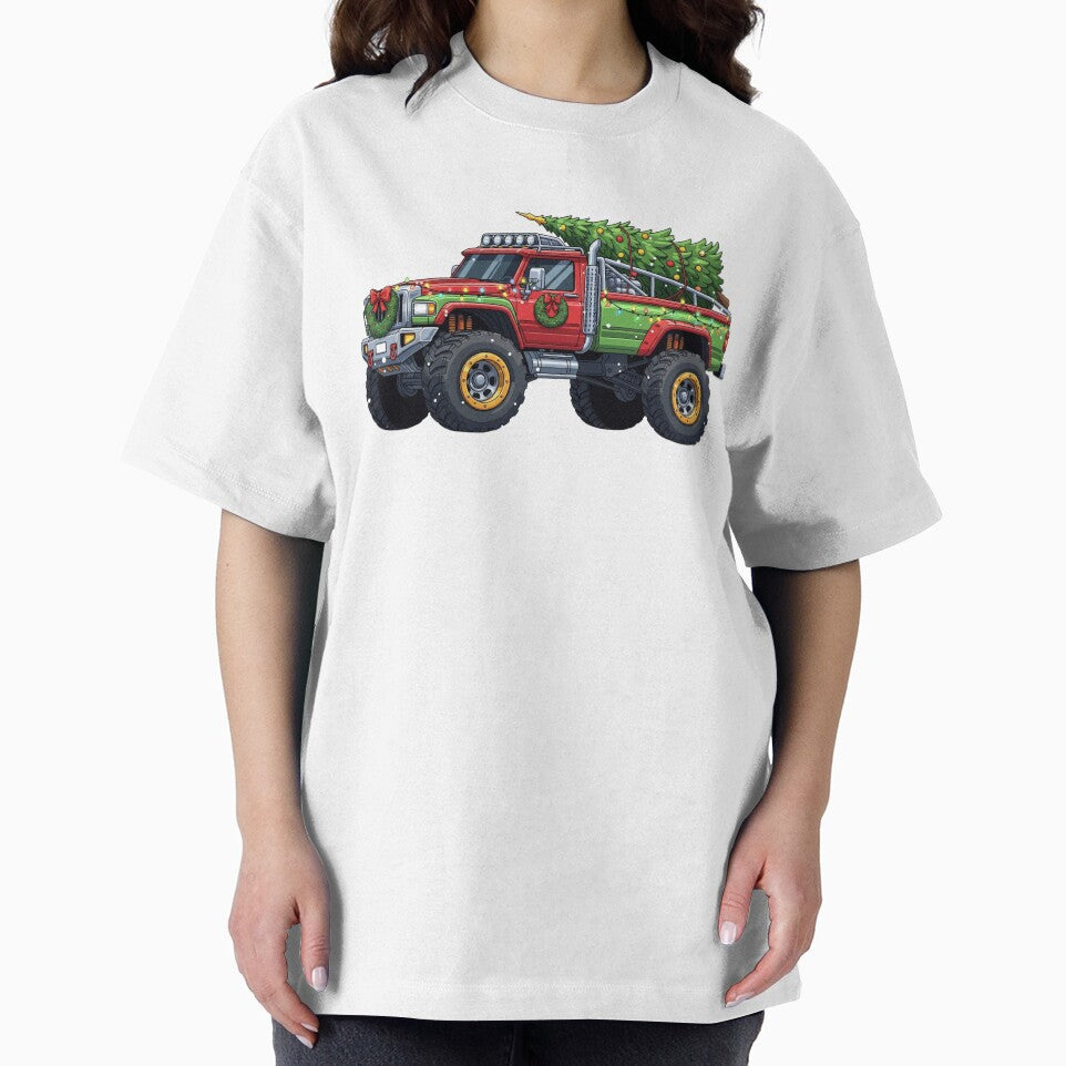 Vintage Christmas Red Truck with Tree – Festive Holiday Farmhouse Art & Classic Xmas Gift by sahbender