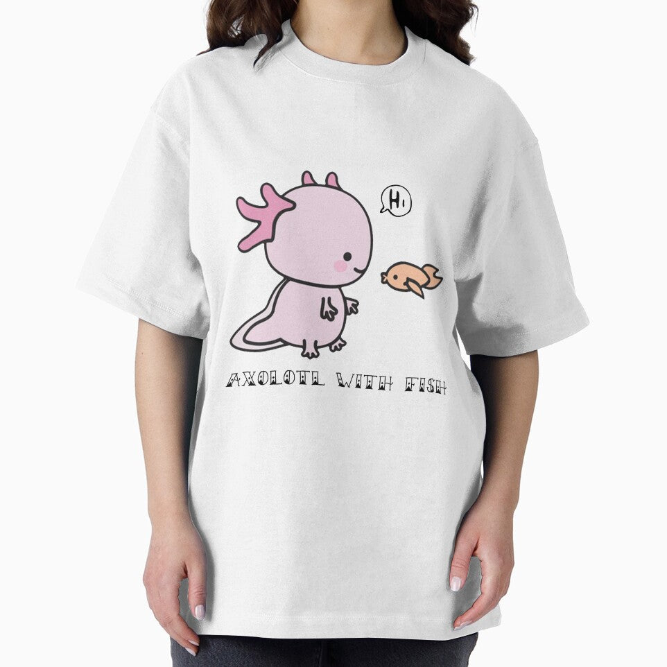 Axolotl With Fish T-shirt In Black - Funny Best Gift Ideas by Yinnguyeexn