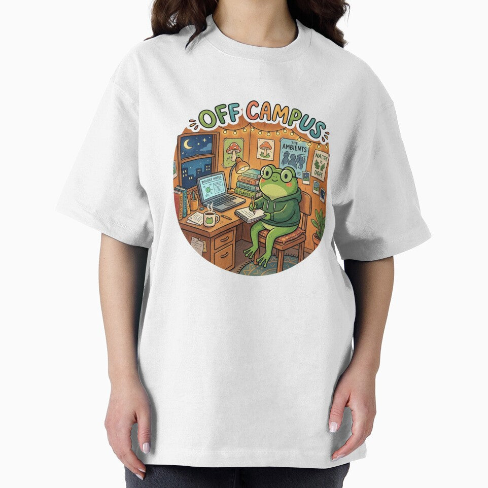 OFF CAMPUS Frog – Cozy College Student Cartoon Aesthetic by ArtsyExplorer