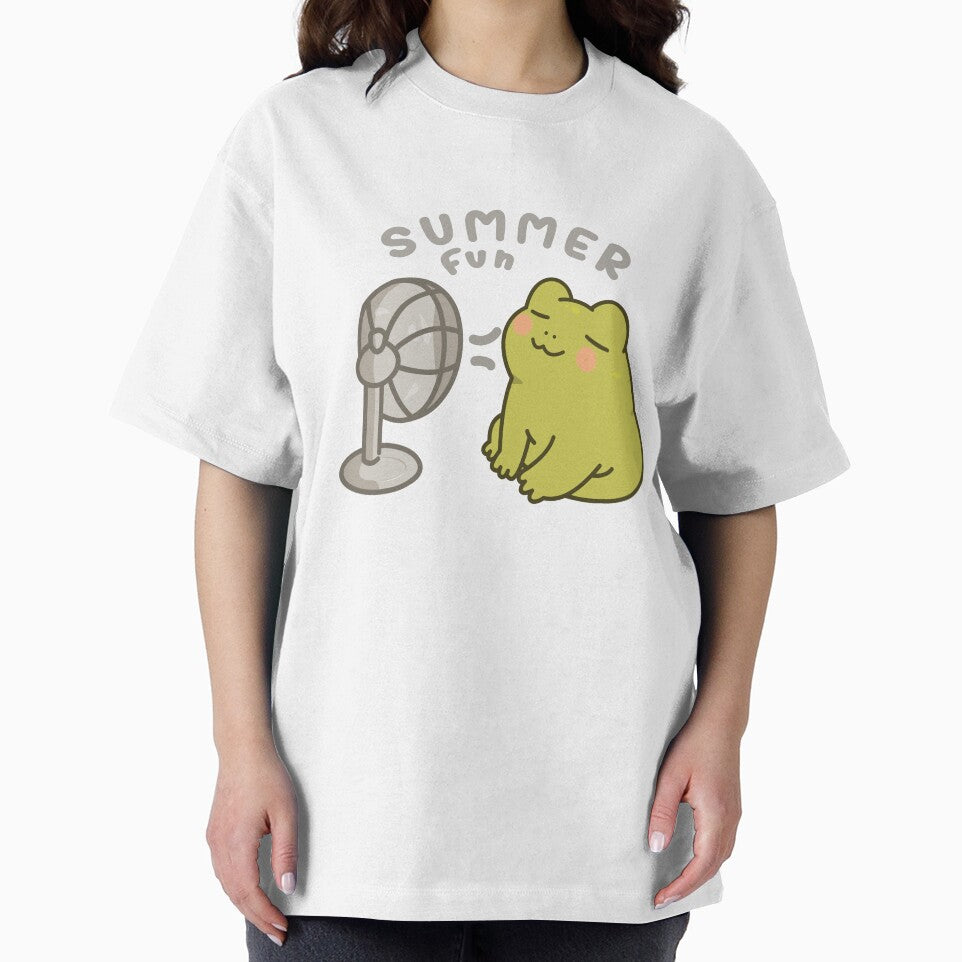 Kawaii Frog Summer Sticker | Cute Frog With Fan Cartoon Aesthetic by Lilypad Shop