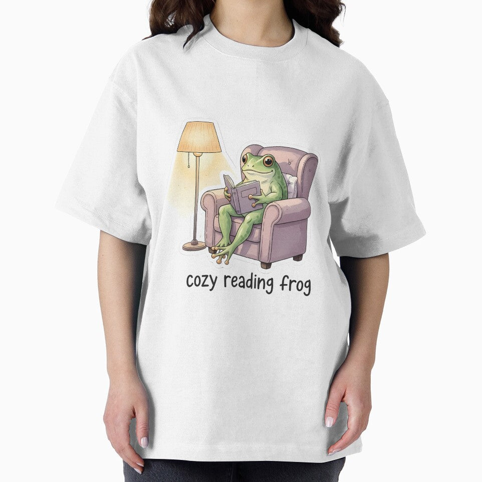 frog doing everyday things: frog reading cozy book. by BorenStore