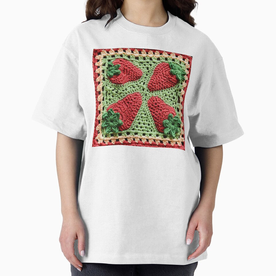 Funky strawberry crochet granny square design by NuttyCottage