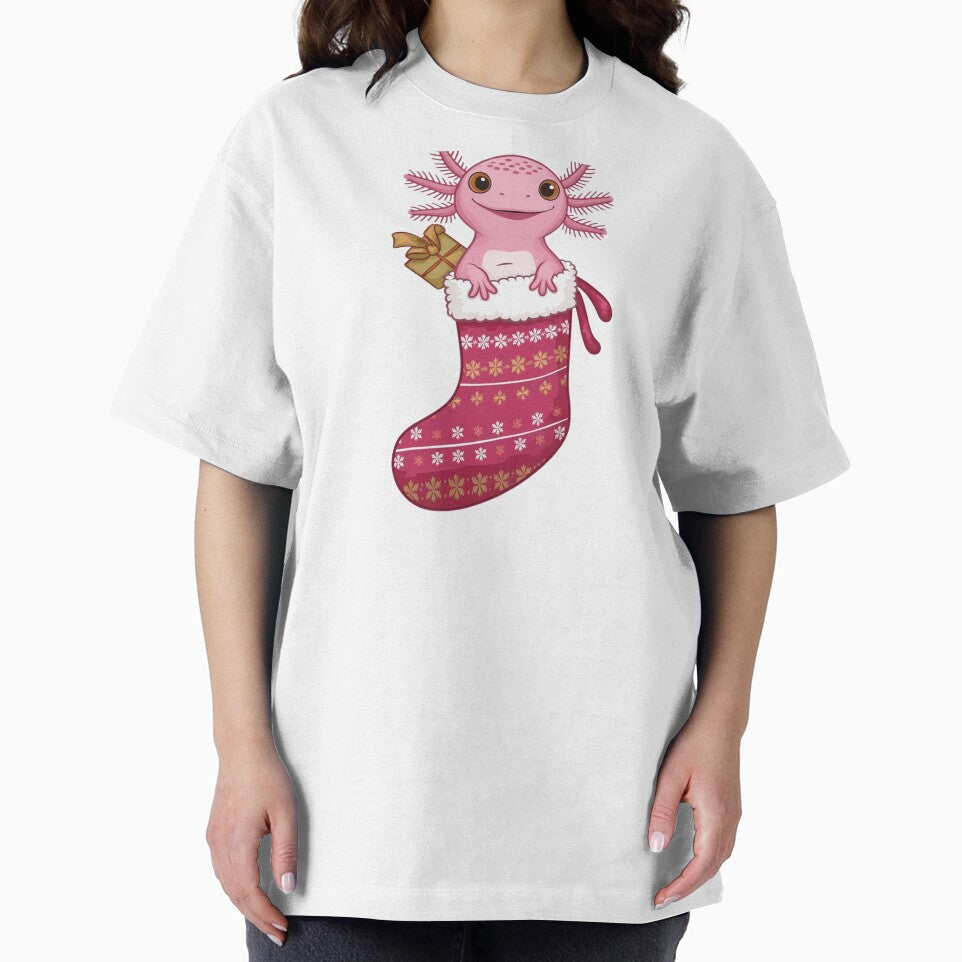 Happy Axolotl Gift, Aksoltl Likes Christmas, Axolotl in a Christmas Stocking by KolorellaS