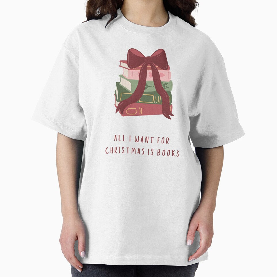 Christmas book stack with red bow with text by By_Lisart