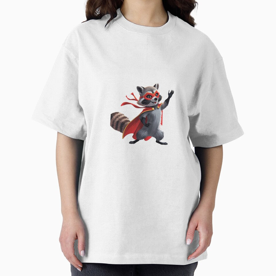 Superhero Raccoon in Red Cape | Fun Cartoon Animal Art by raccoonmerch