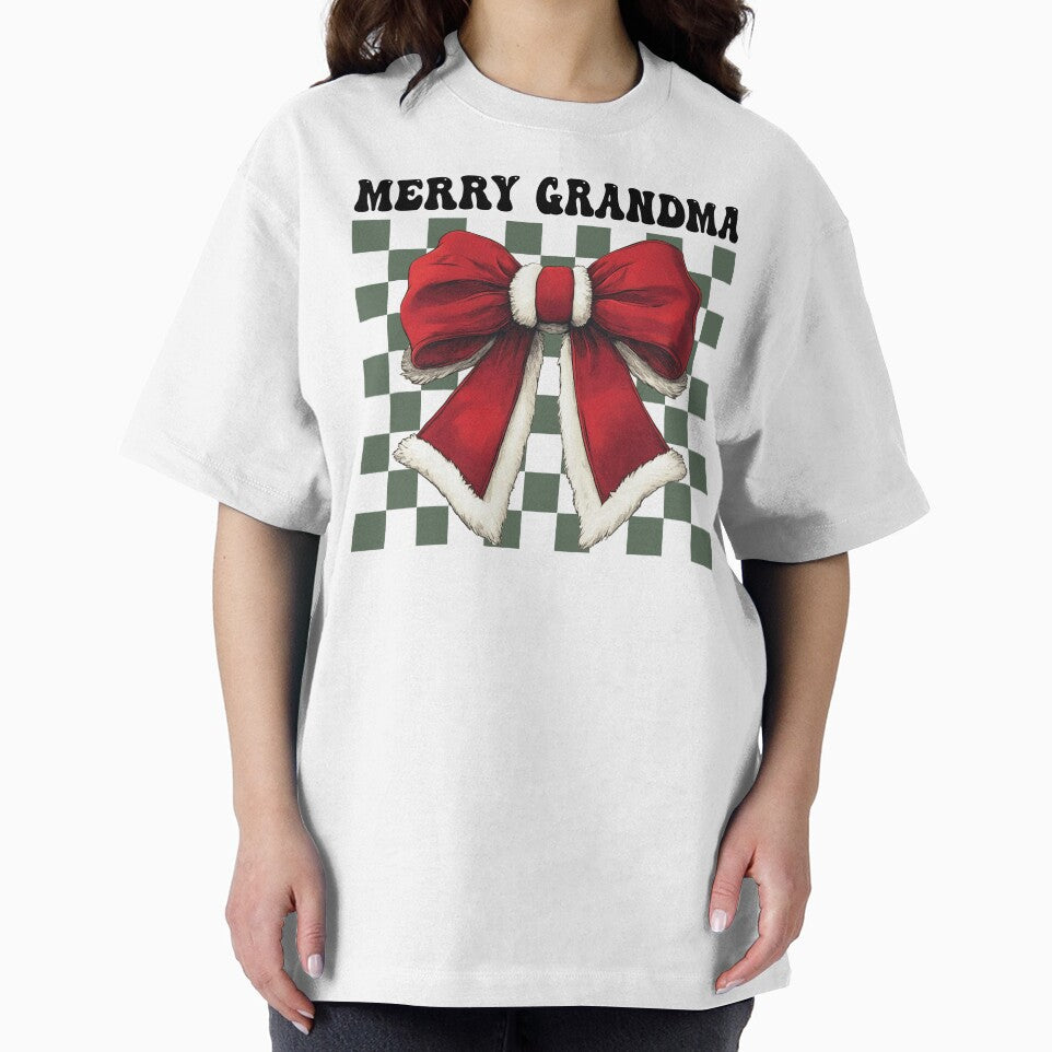 Grandma Christmas Shirt - Santa, Checkered Coquette Bow & Holiday Vibes, Cozy Holiday Vibes for Her, Festive Gift for Her, New year gift, Christmas for her by Noe Mill