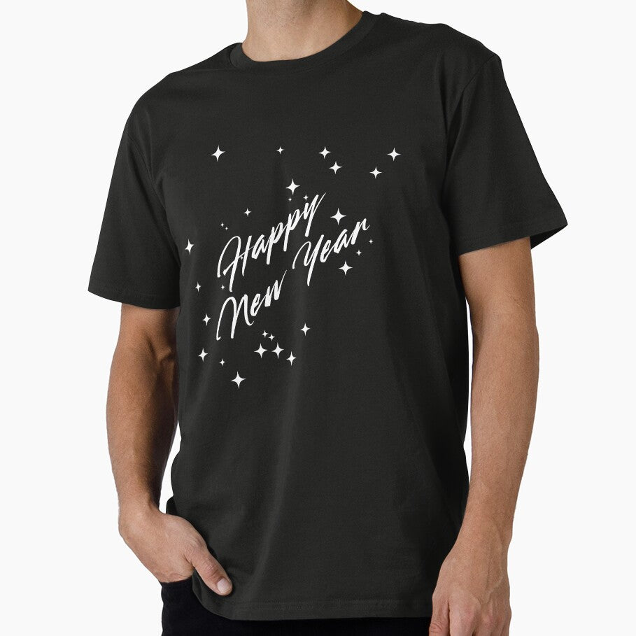 Happy New Year 2026 T-Shirt | Minimalist NYE Party Tee | Festive Typography by If-Dog-Rabbit