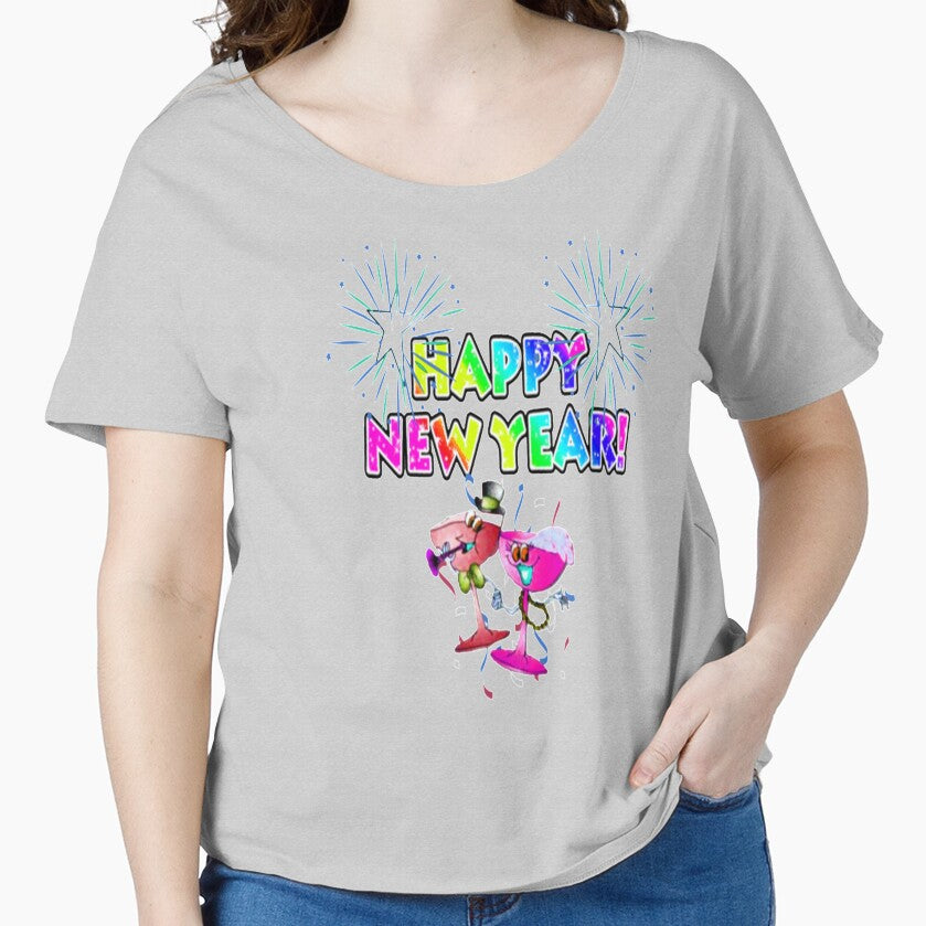 Happy New Year Colorful Abstract Lettering Design with Glasses,3, Howdy New Year,New Years Celebration, New Years Eve Countdown by Adri Barnard