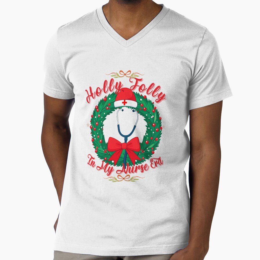 Holly Jolly In My Nurse Era | Santa's Favorite Nurse Christmas T-Shirt | Funny ER/ICU Nurse Practitioner Holiday Parody | Medical Crew Gift by VibranPalette