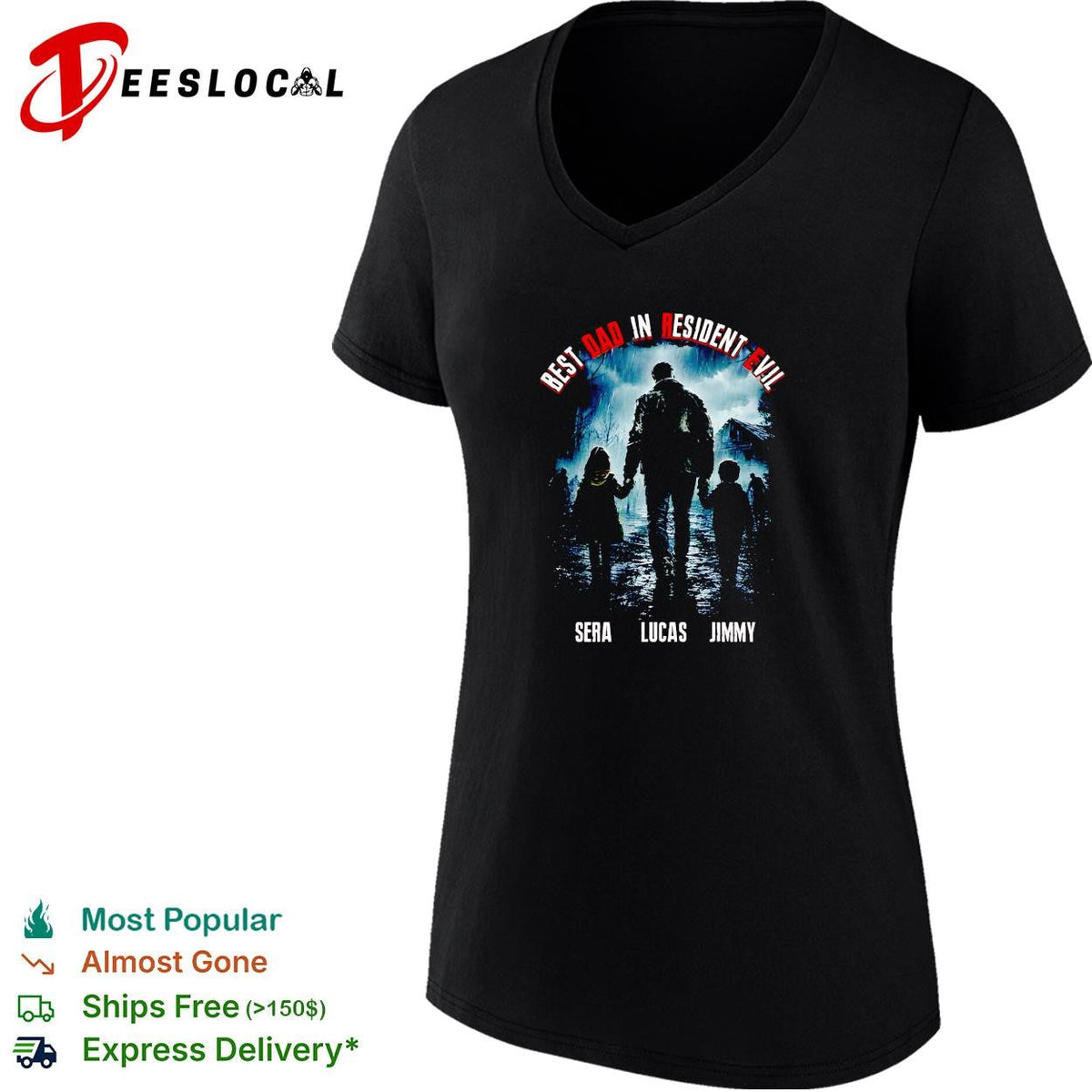 dad in Resident Evil family silhouette walking in the rain poster shirt Unisex