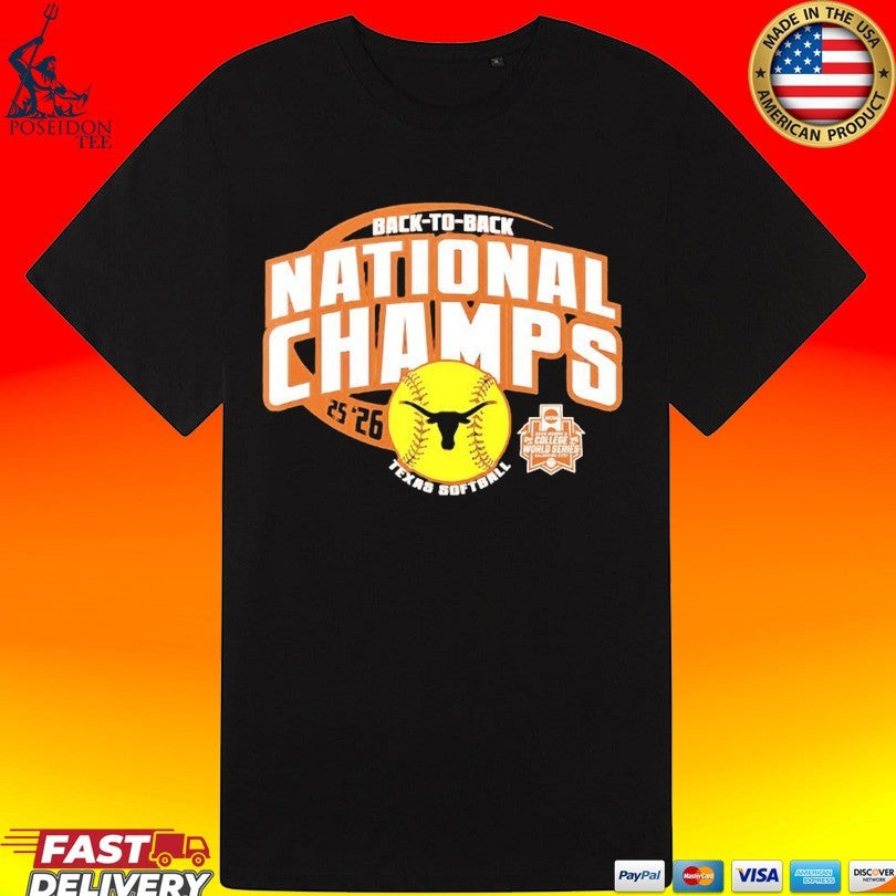 Texas Longhorns Softball Women’s Ncaa Back To Back National Champs 2025-2026 Unisex