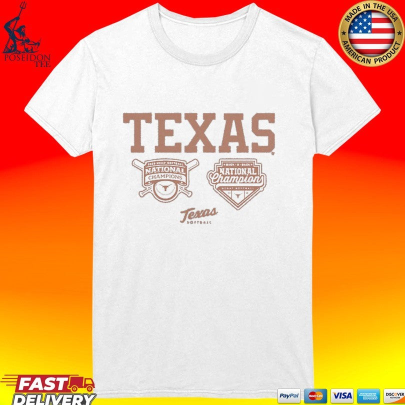 Texas Softball Back-to-back Champions Logos Unisex