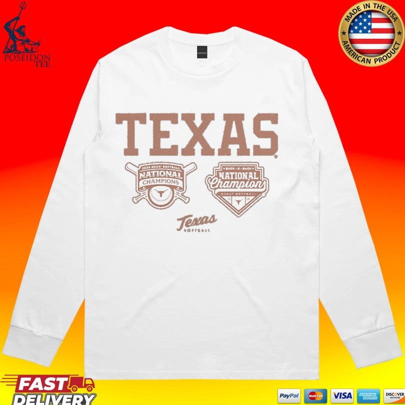 Texas Softball Back-to-back Champions Logos Unisex