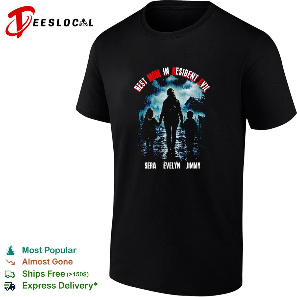 mom in Resident Evil family silhouette walking in the rain poster shirt Unisex