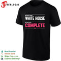 Mission White House status complete bold pink lettering parody graphic shirt Unisex