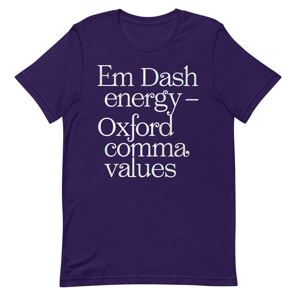 Em Dash Energy Oxford Comma Values Men's Signature Tee Unisex