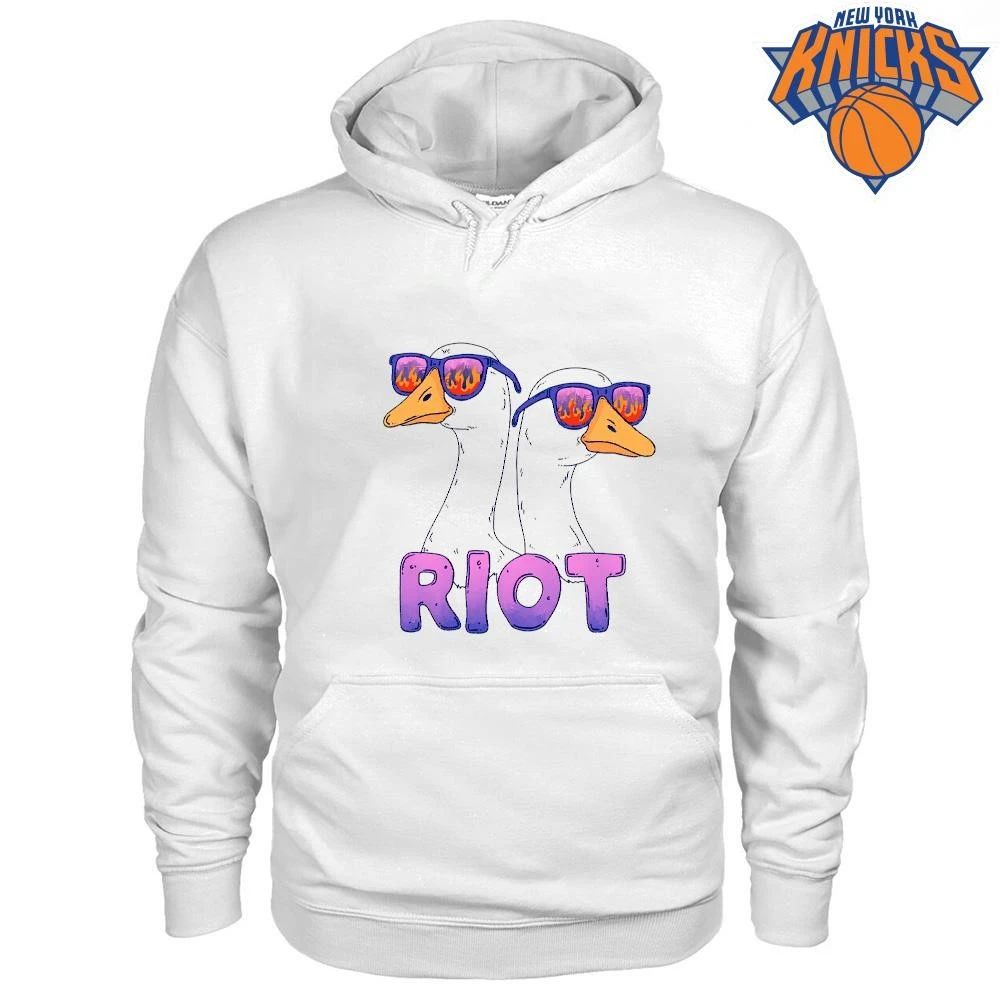 Riot Flaming Sunglasses Cool Geese Retro Cartoon Aesthetic shirt Unisex