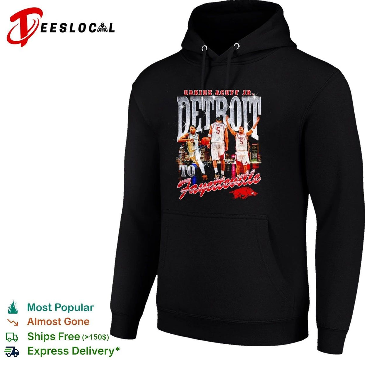 Darius Acuff Jr Detroit to Fayetteville Arkansas Razorbacks Unisex