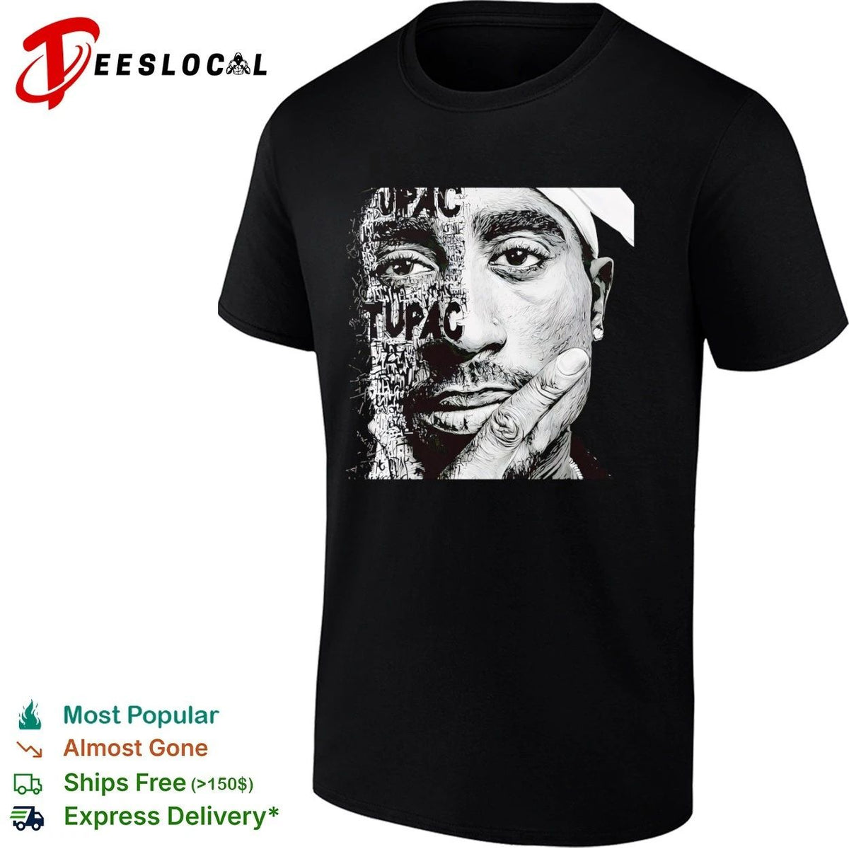 Tupac Shakur Portrait 2Pac Hip Hop Rap Legend Unisex