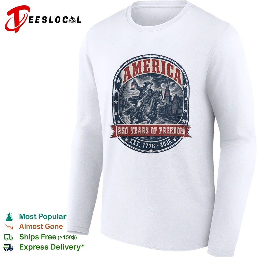 America Paul Revere Midnight Ride 250 Years of Freedom Est 1776 2026 Unisex