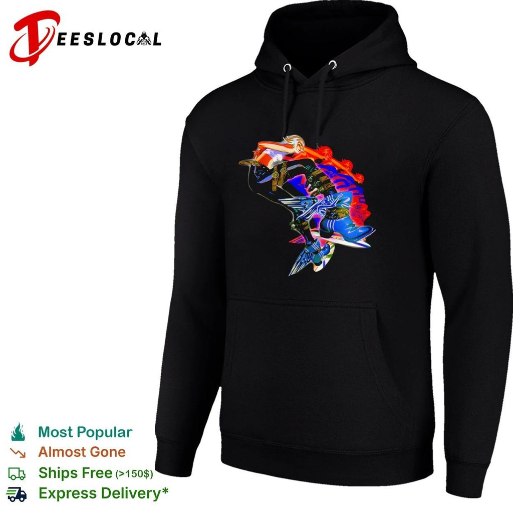 Anime Girl with Winged Boots and Belted Pants Unisex