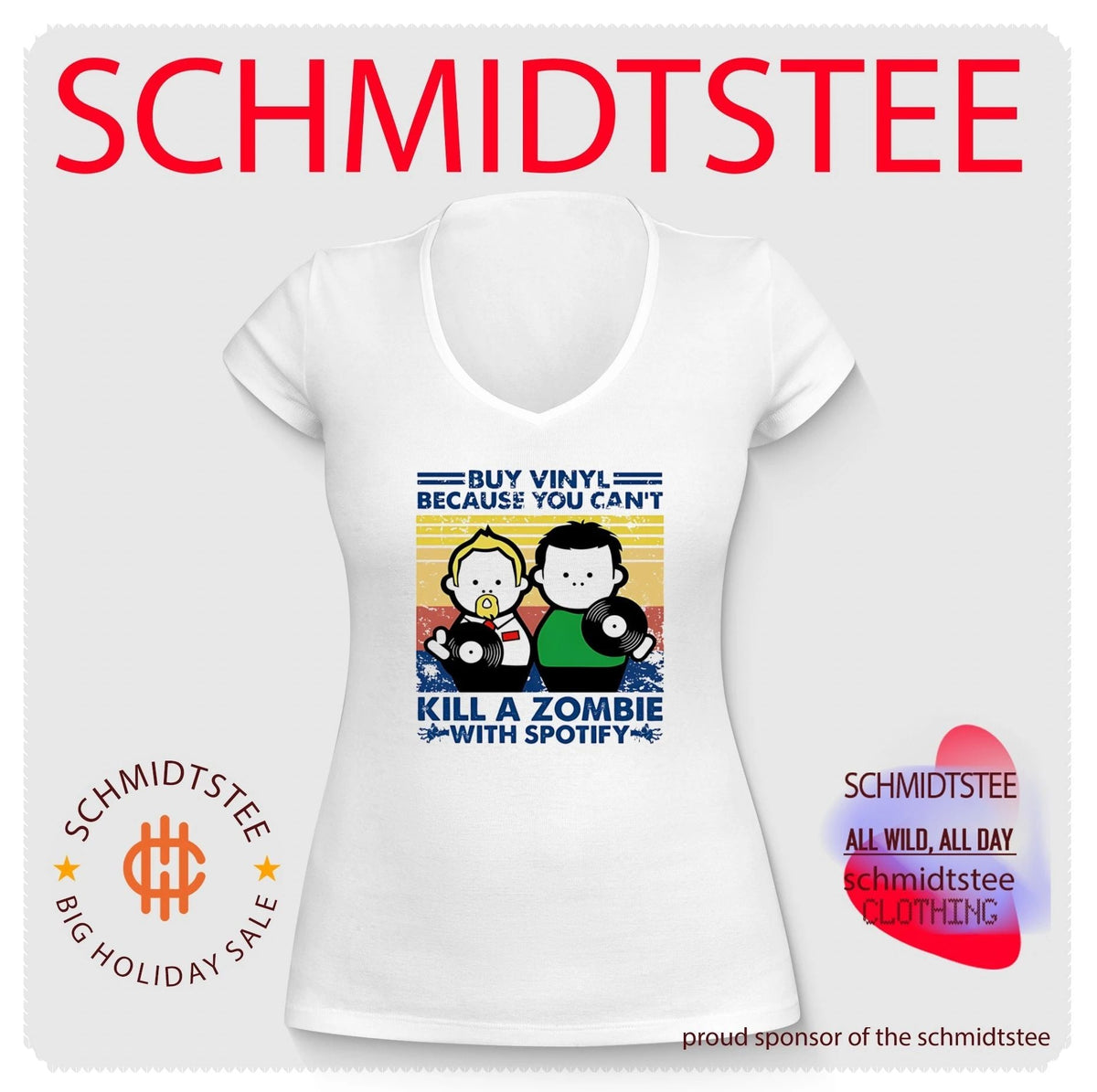 Buy Vinyl Because You Can’t Kill A Zombie With Spotify shirt Unisex