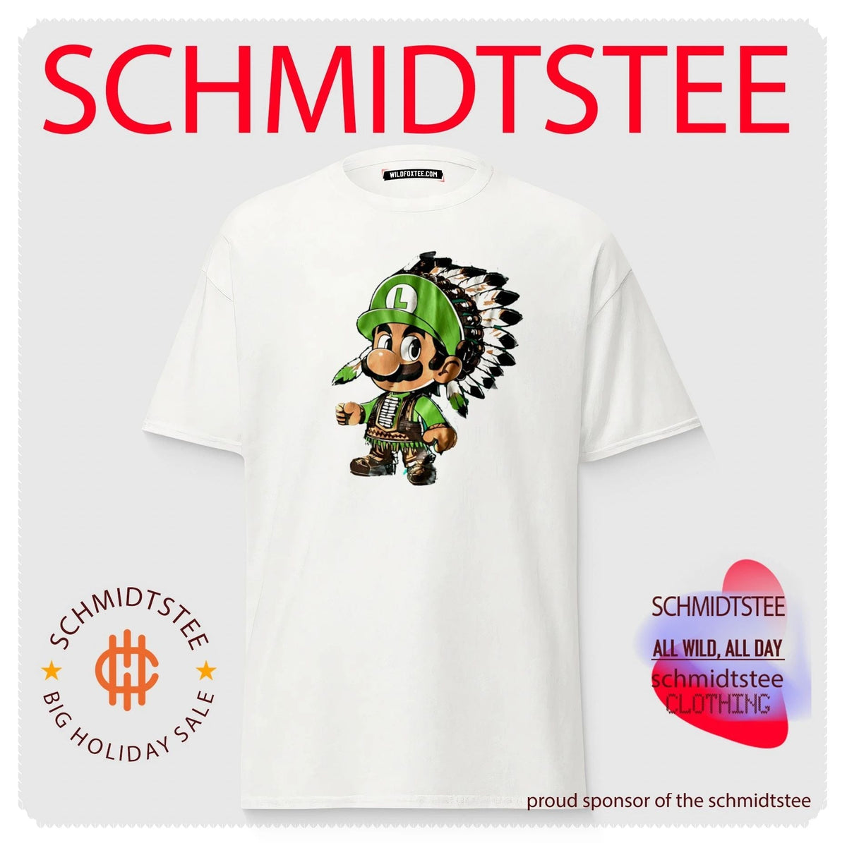 Luigi Native American Headdress Cartoon shirt Unisex