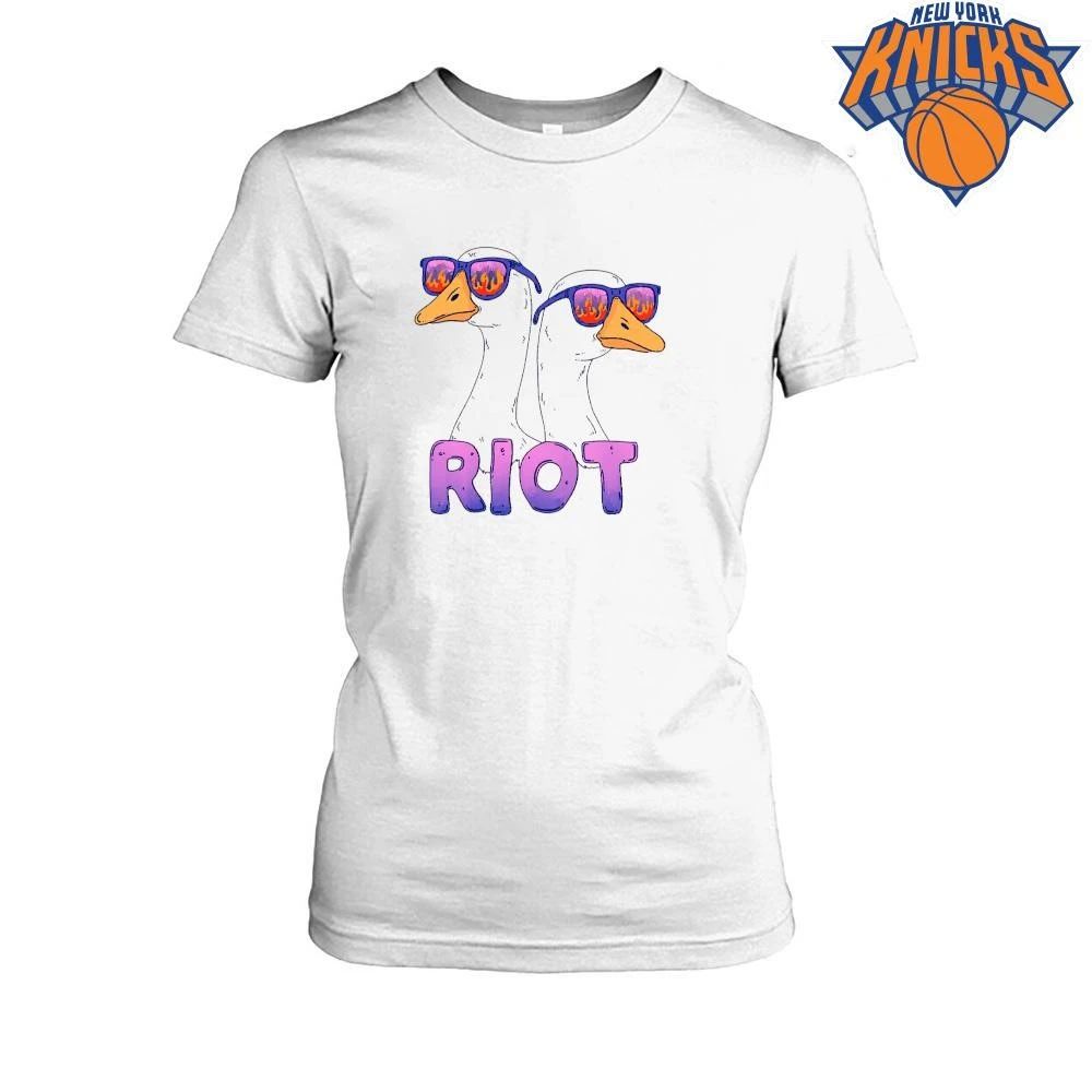 Riot Flaming Sunglasses Cool Geese Retro Cartoon Aesthetic shirt Unisex