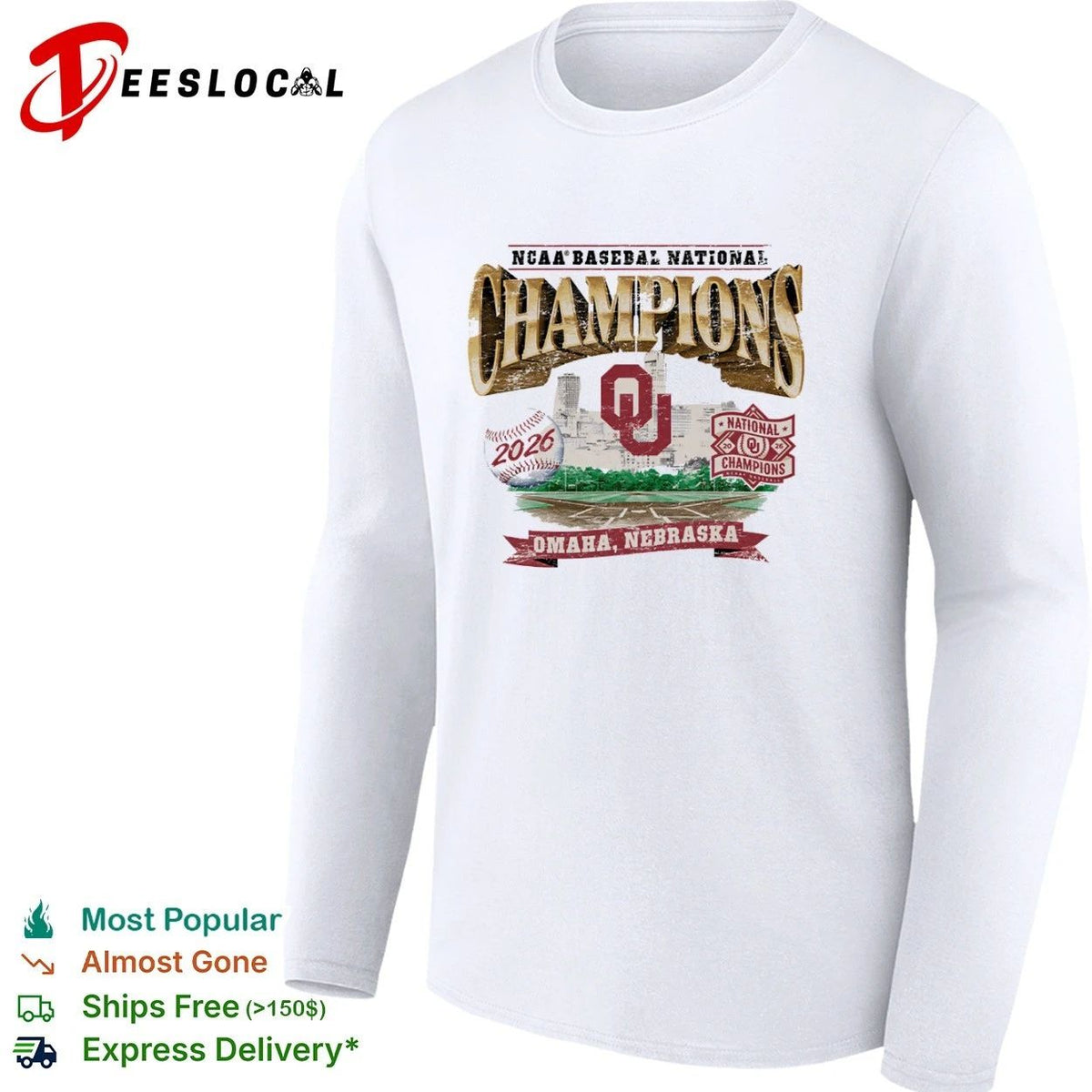 Oklahoma Sooners NCAA Baseball National Champions 2026 Omaha Nebraska Unisex
