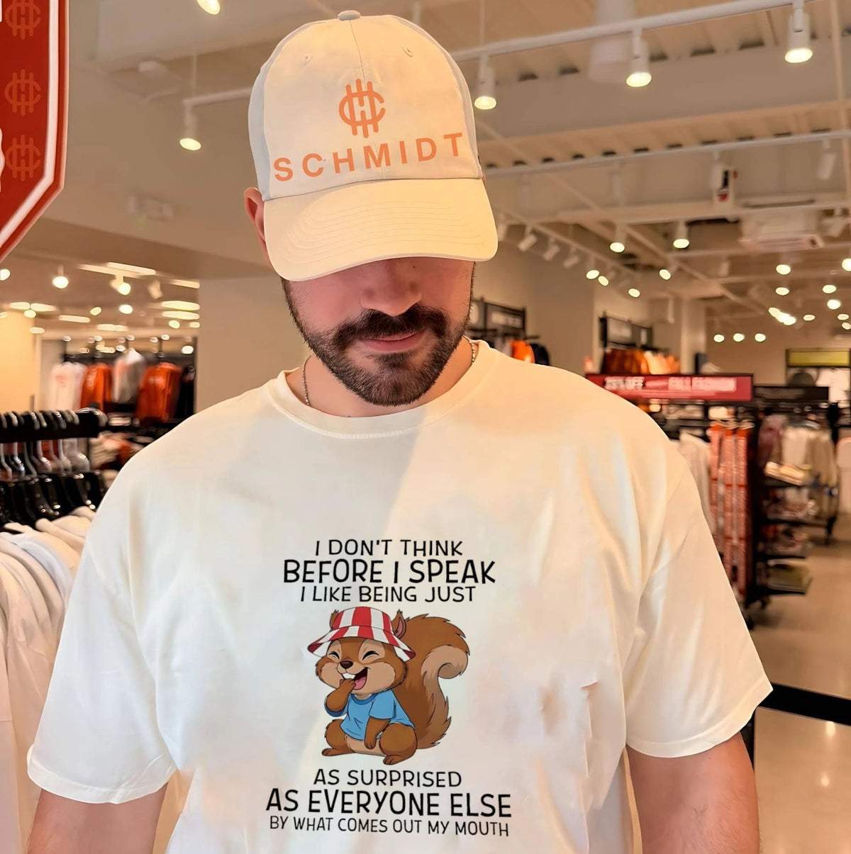 I don’t think before I speak I like being just as surprised as everyone else by what comes out my mouth cartoon squirrel shirt