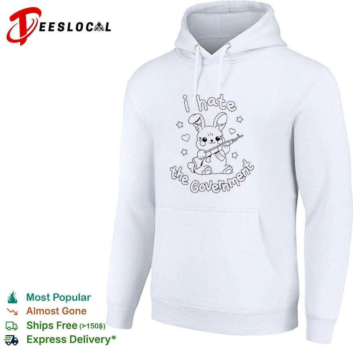 I Hate the Government Bunny with Gun anarchist aesthetic Unisex