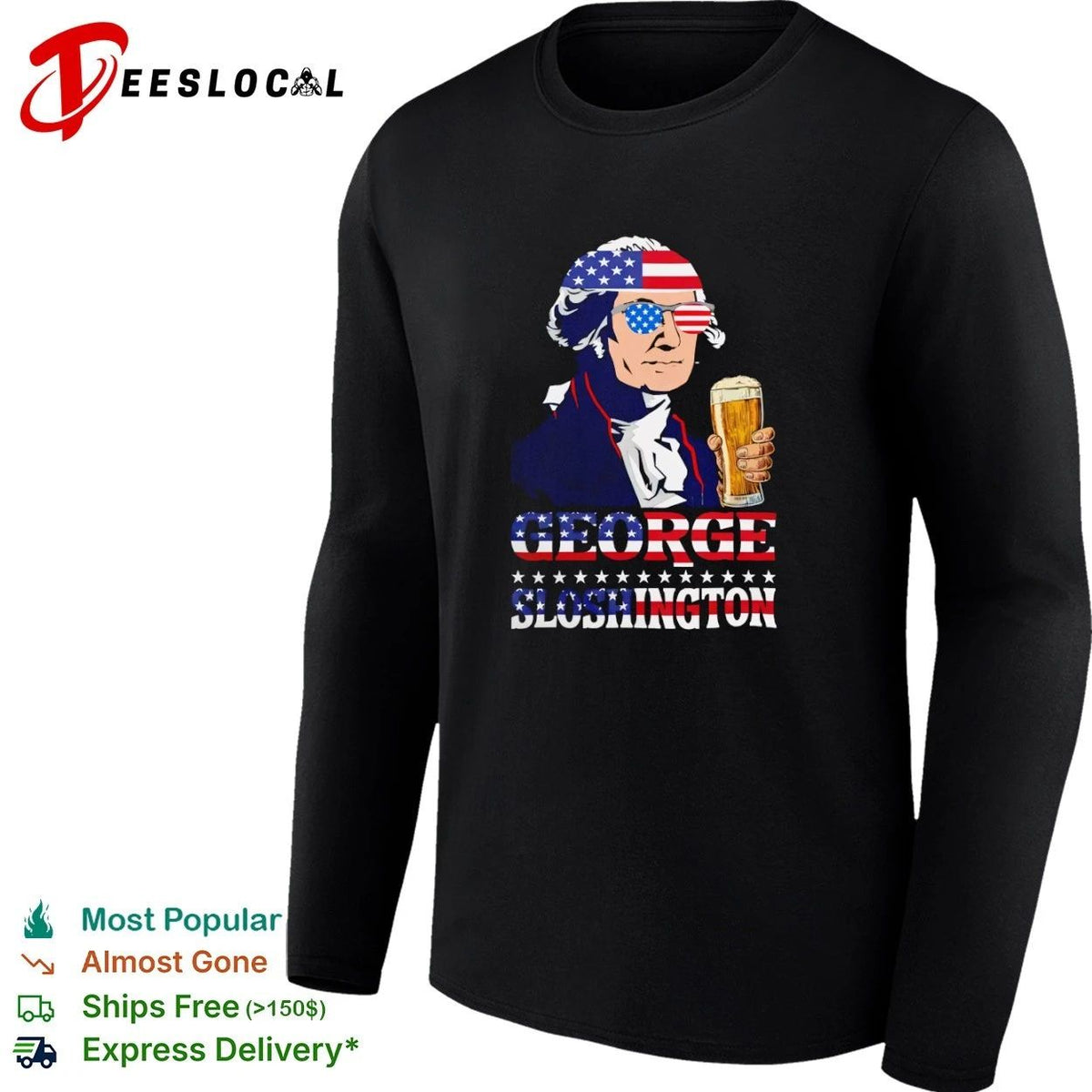 George Sloshington American Flag Sunglasses Beer Unisex