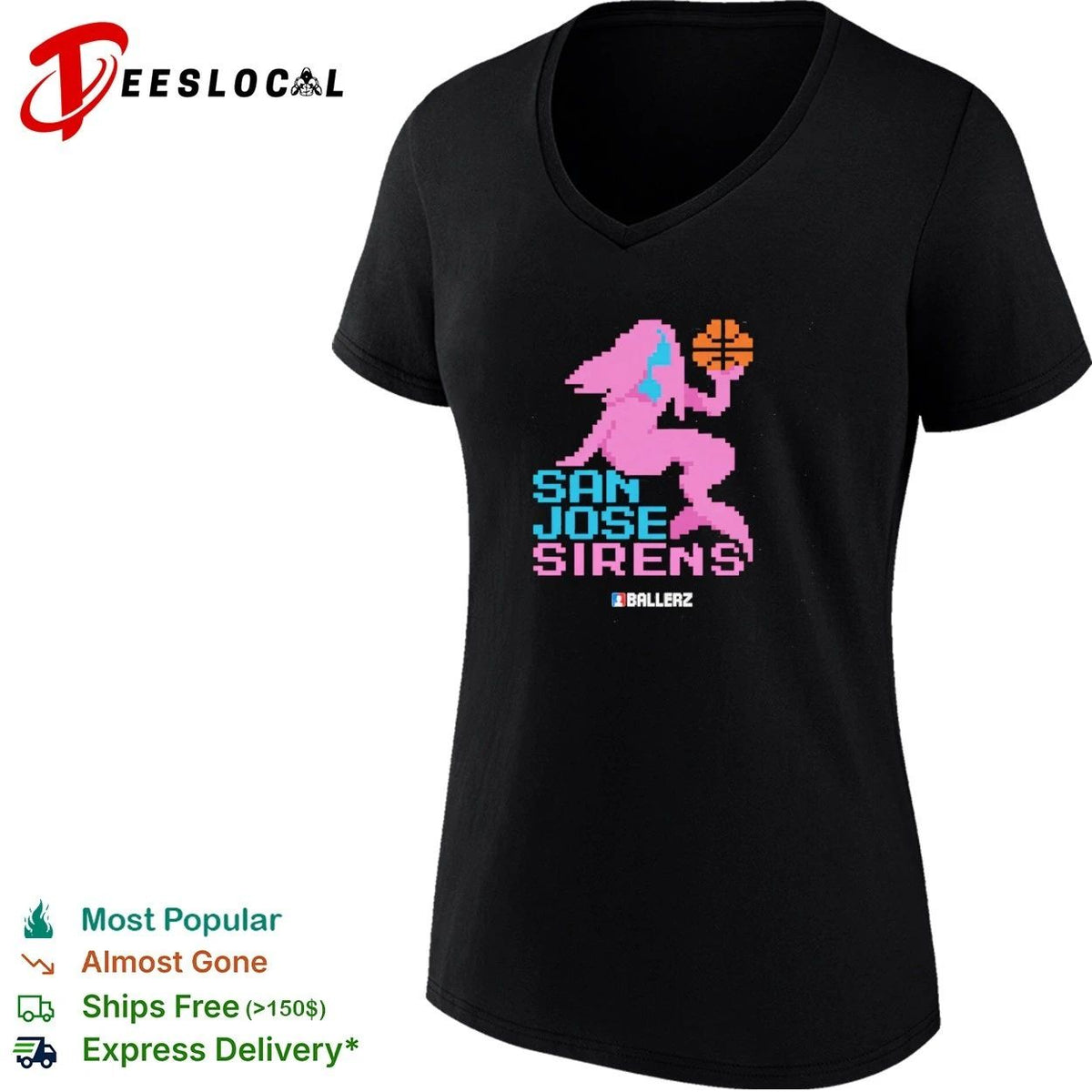 San Jose Sirens Ballerz basketball pixel art Unisex