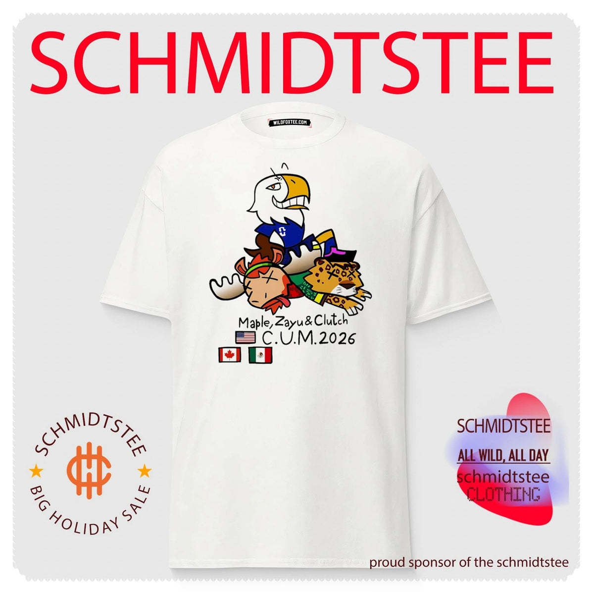 Maple Zayu and Clutch World Cup CUM 2026 World Cup Mascots shirt Unisex
