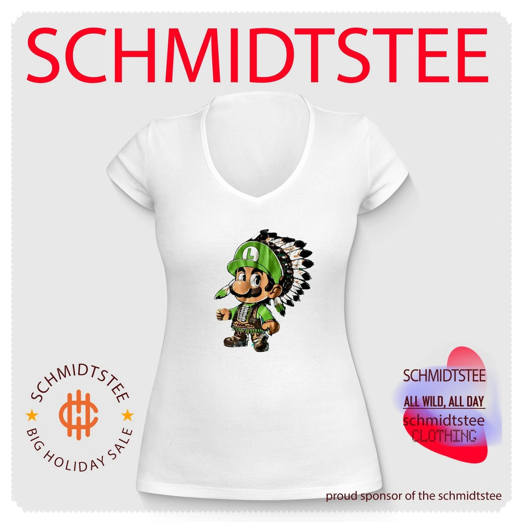 Luigi Native American Headdress Cartoon shirt Unisex