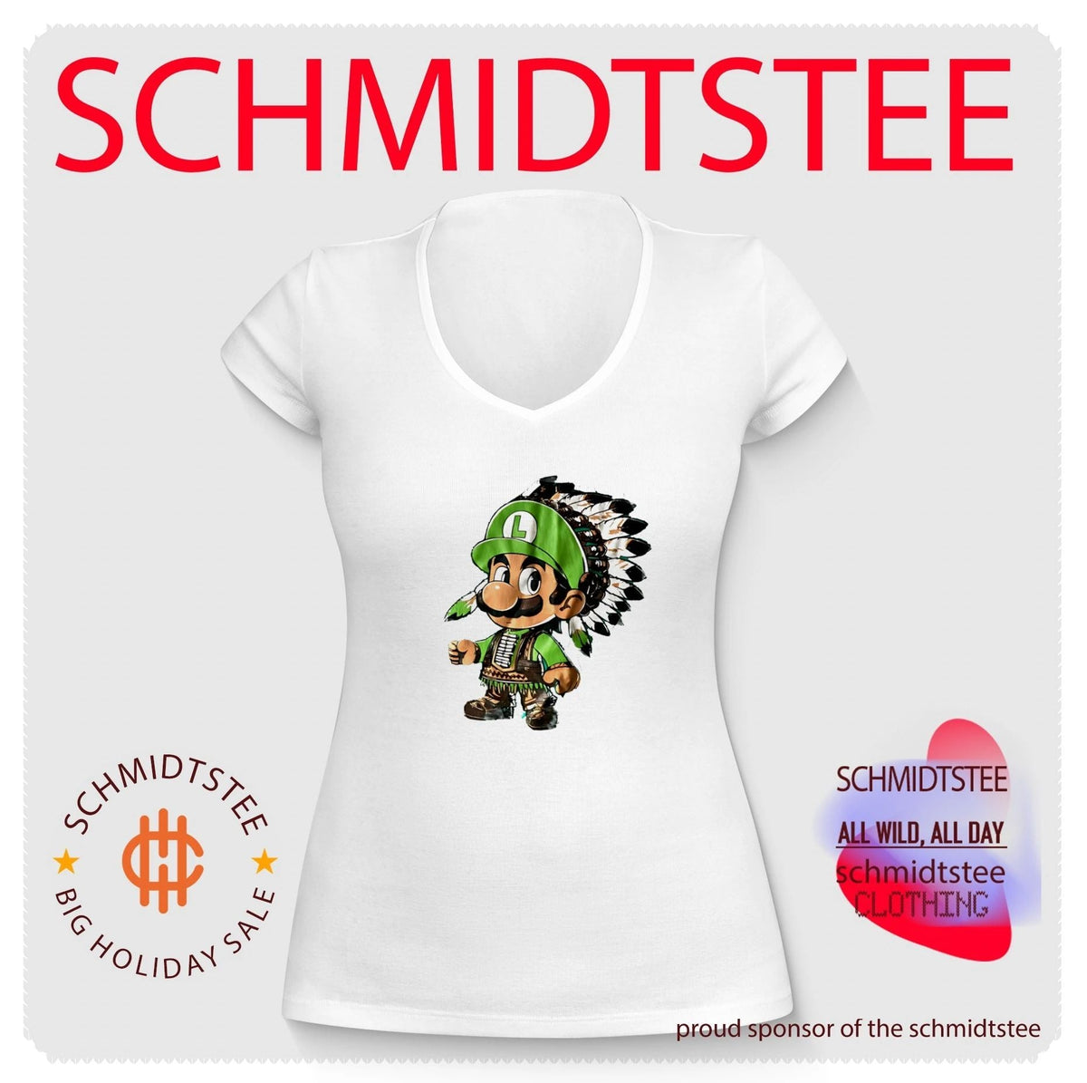 Luigi Native American Headdress Cartoon shirt Unisex