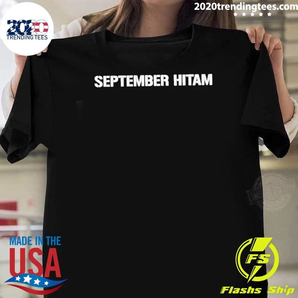 September Hitam Text Shirt
