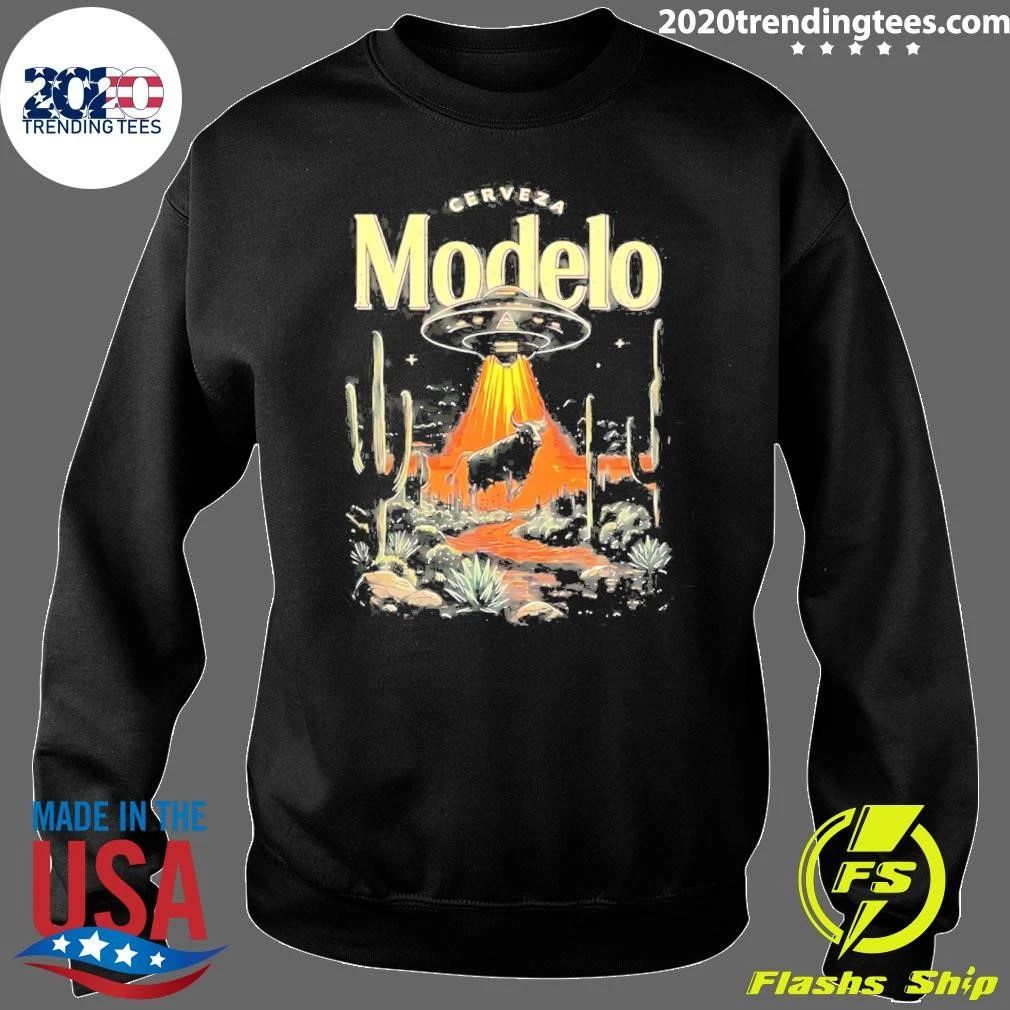 Cerveza Modelai Ufo And Cow Illustration Shirt