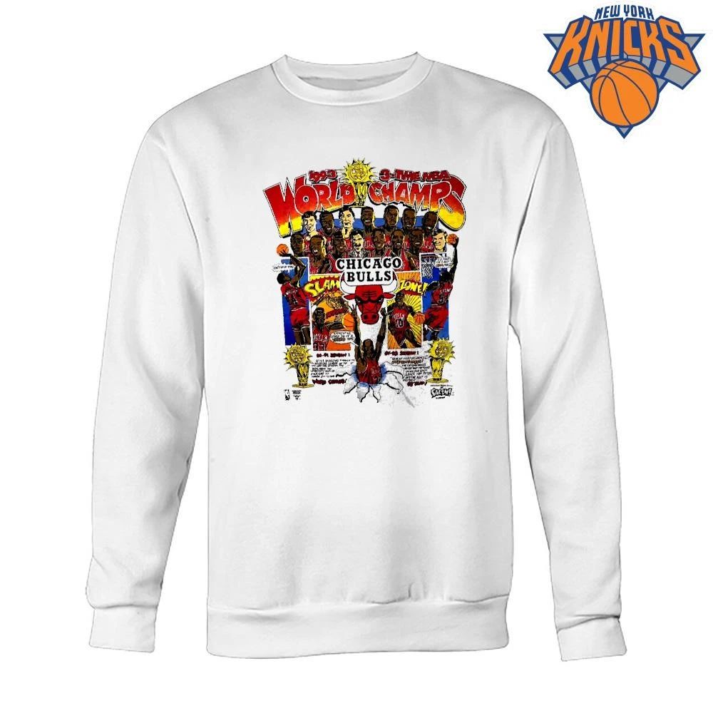 Chicago Bulls 1993 World Champs 3-Time NBA Champions Vintage Comic Bootleg shirt Unisex