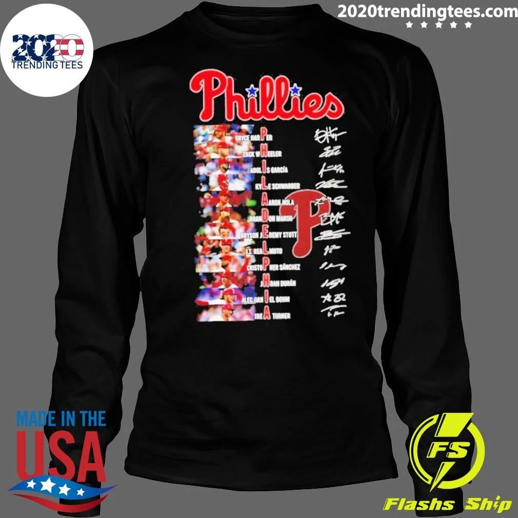 Philadelphia Phillies Baseball Player Names And Signatures Word Game Shirt