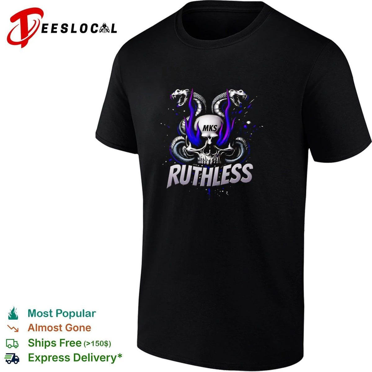 MKS Ruthless Skull and Snakes gothic Unisex