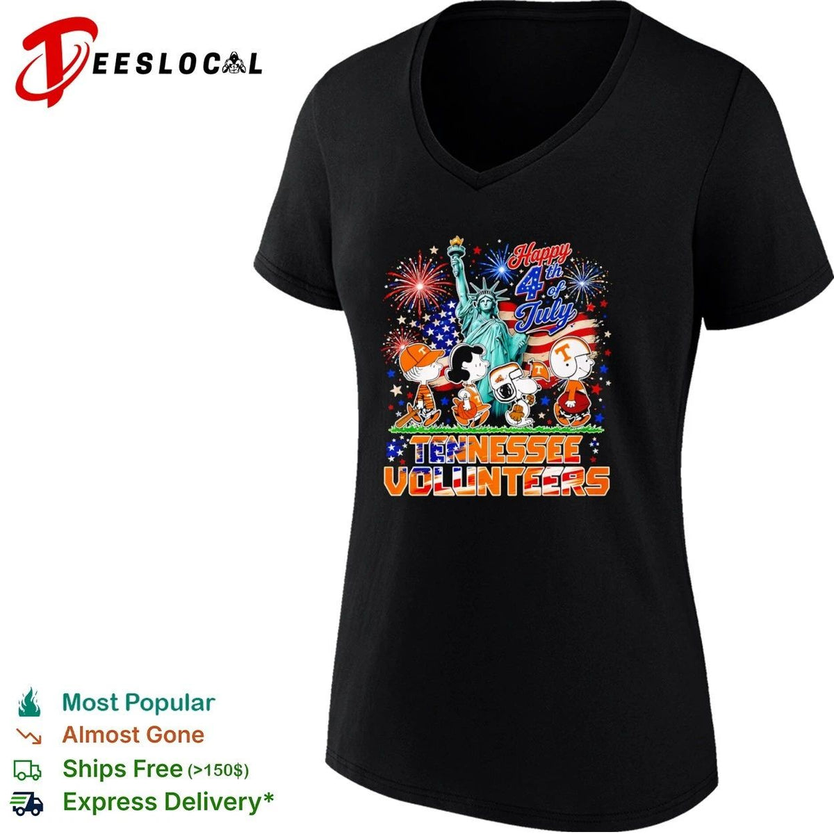 Peanuts Characters Happy 4th of July Tennessee Volunteers Unisex