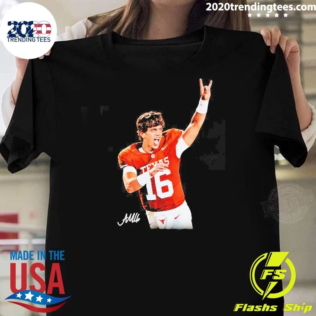 The Unbearable Weight of Being Arch Manning Football Texas Longhorns 16 Rock and Roll Sign Shirt