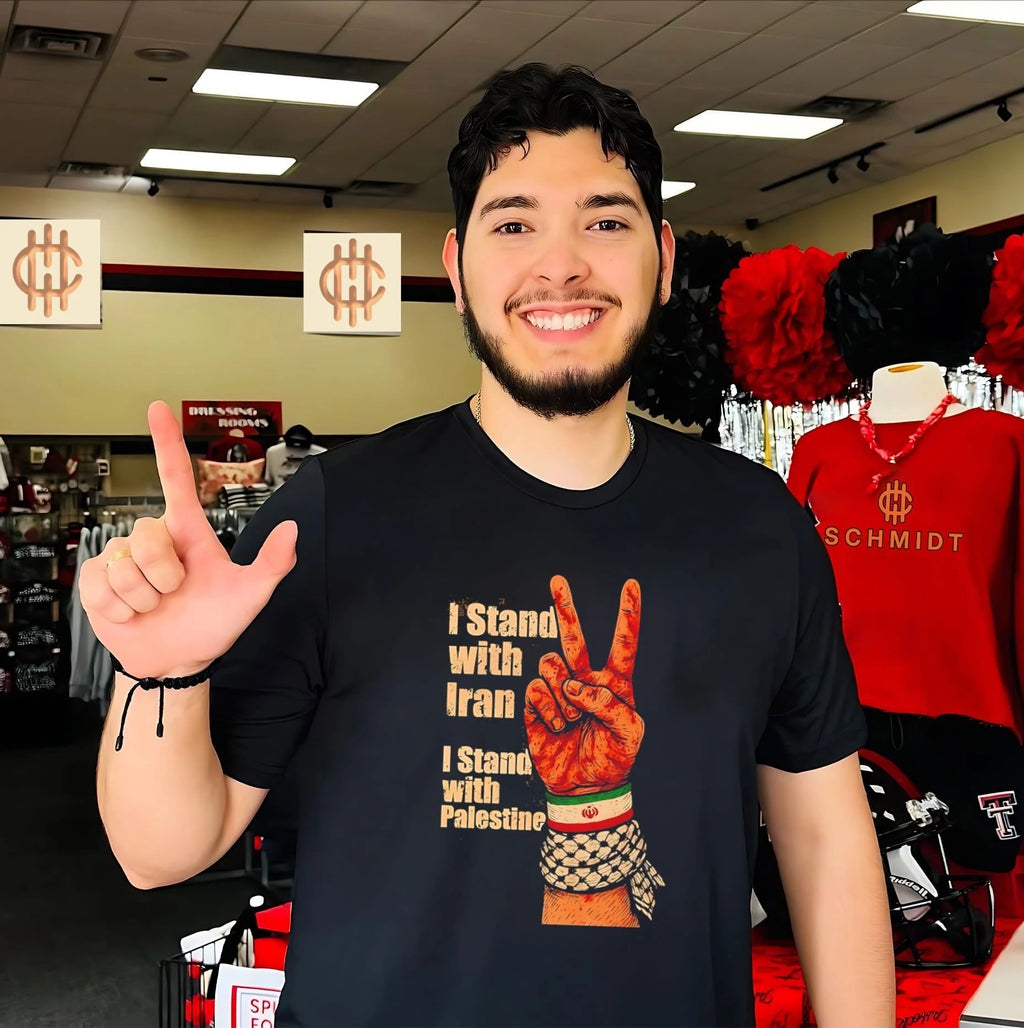 I stand with Iran I stand with Palestine hand gesture shirt Unisex