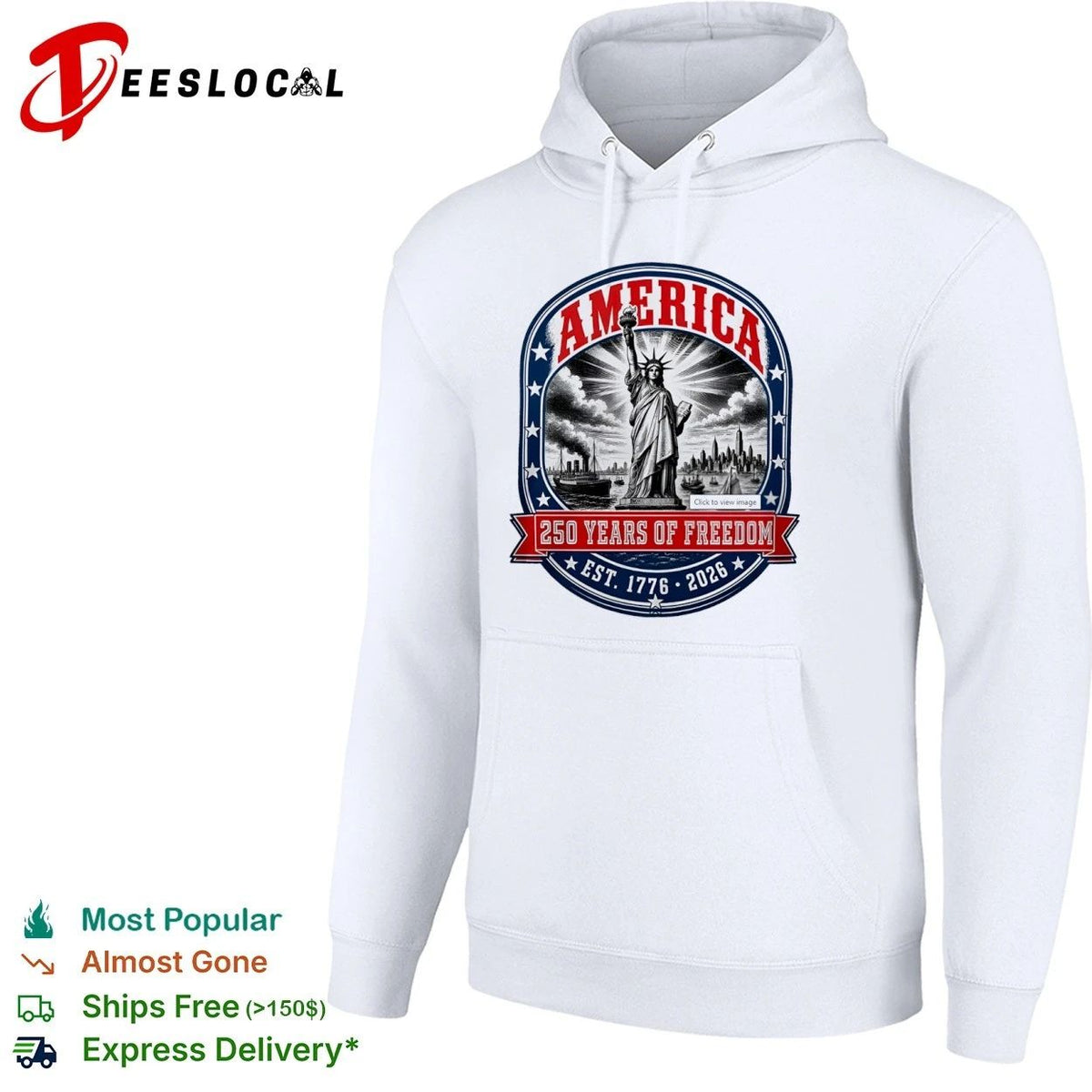 America 250 Years of Freedom Est 1776 2026 Statue of Liberty Unisex